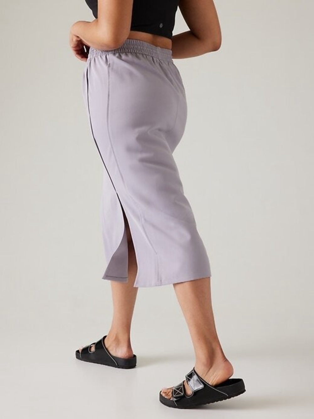 Athleta Stride Lavender Gray Drawstring Midi Skirt